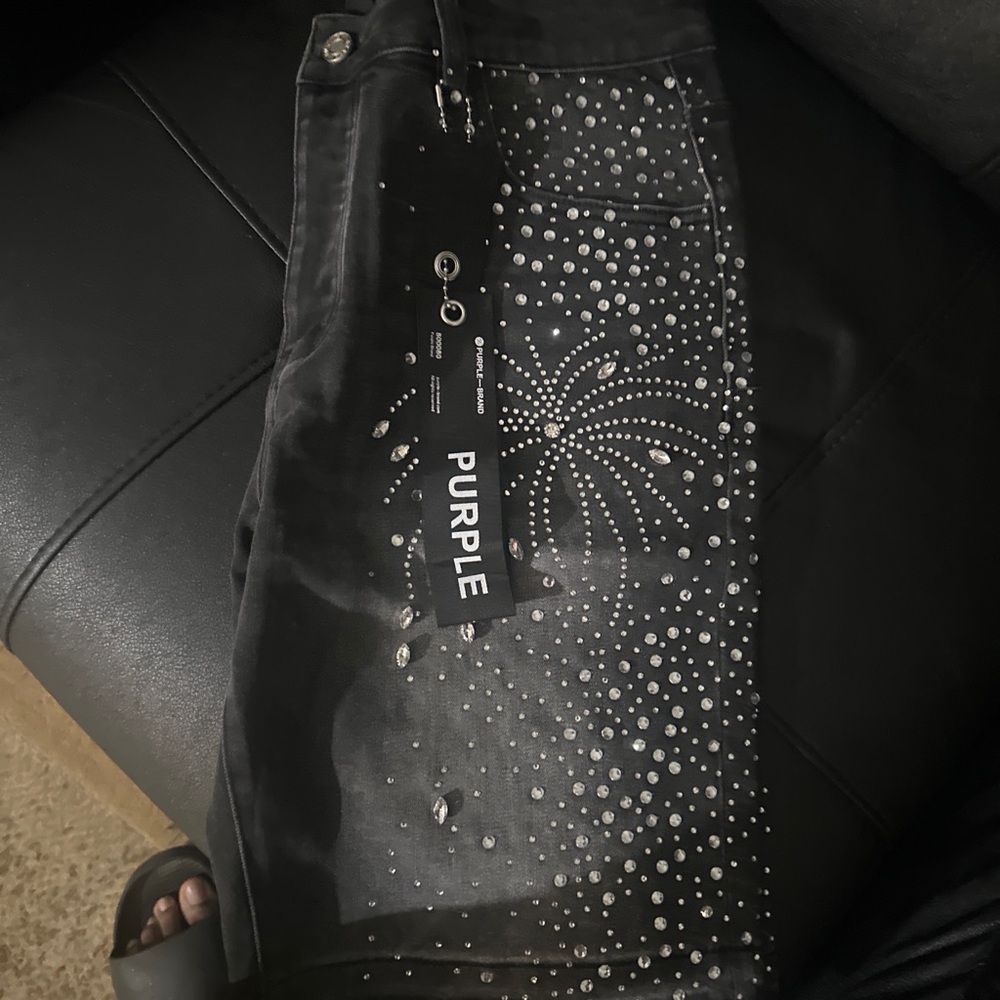 Black Jeans with Dazzling Silver Embellishments